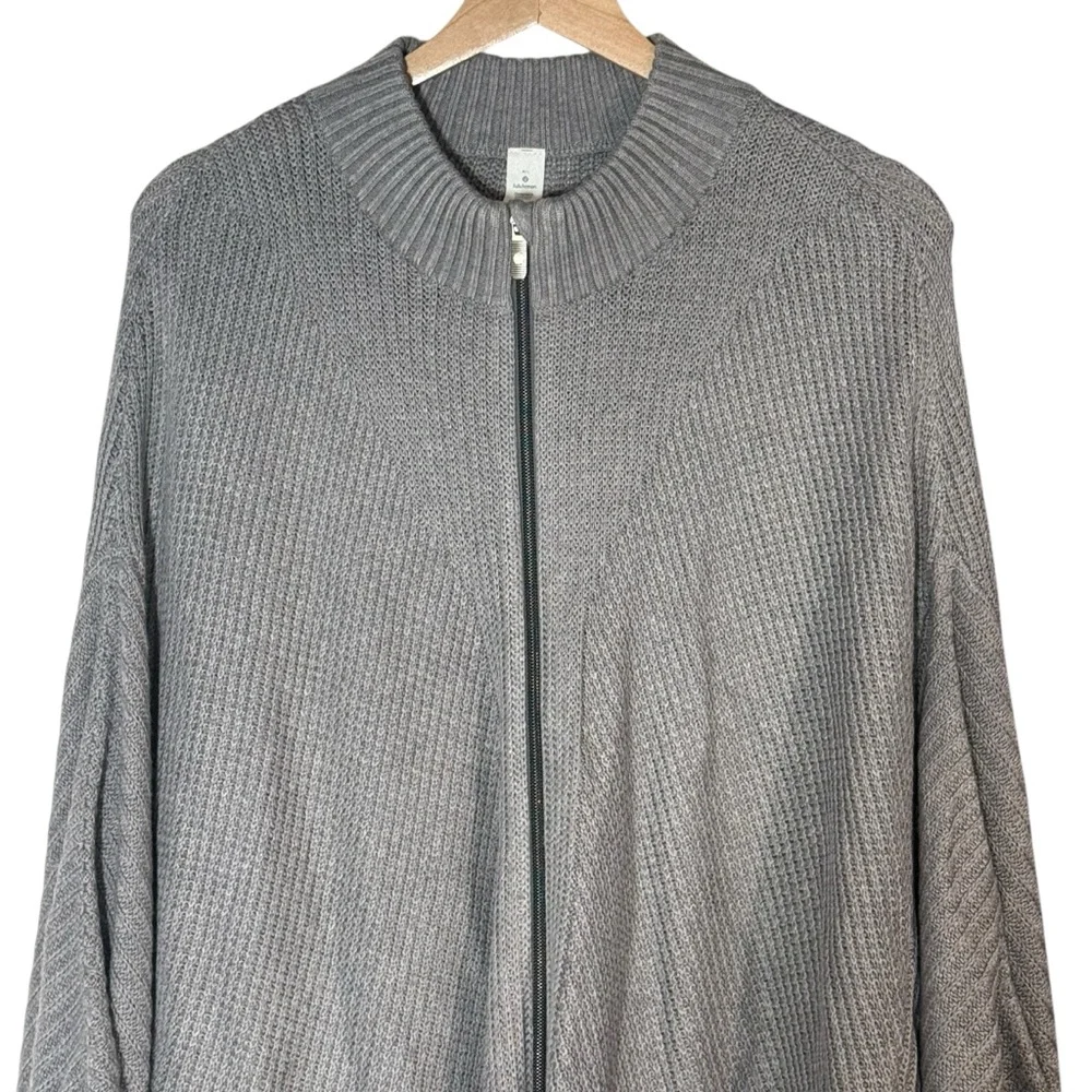 Lululemon Cashmere Blend Softer Still Wrap Full Zip Knit Cardigan Size M/L Gray